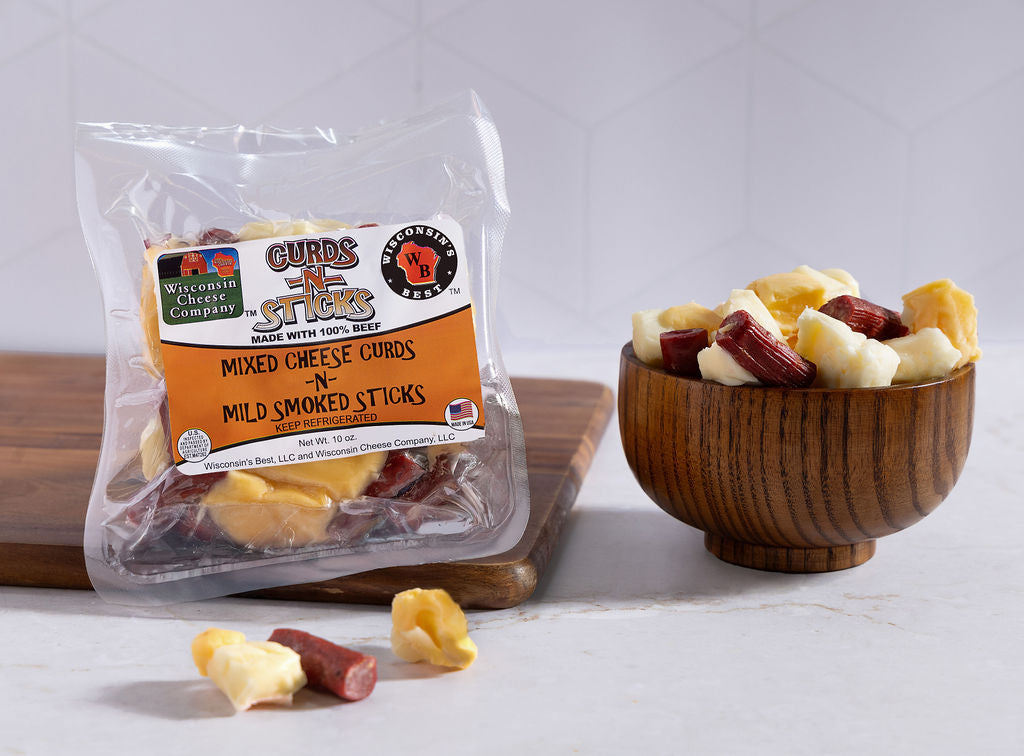Mixed Cheddar Cheese Curds & Beef Sticks - 2 Pack
