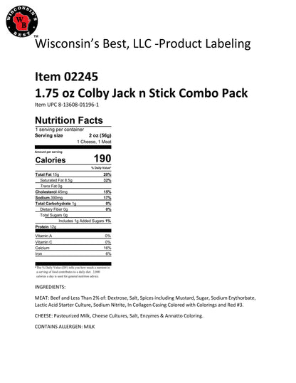 Colby Jack and Beef Stick Combo