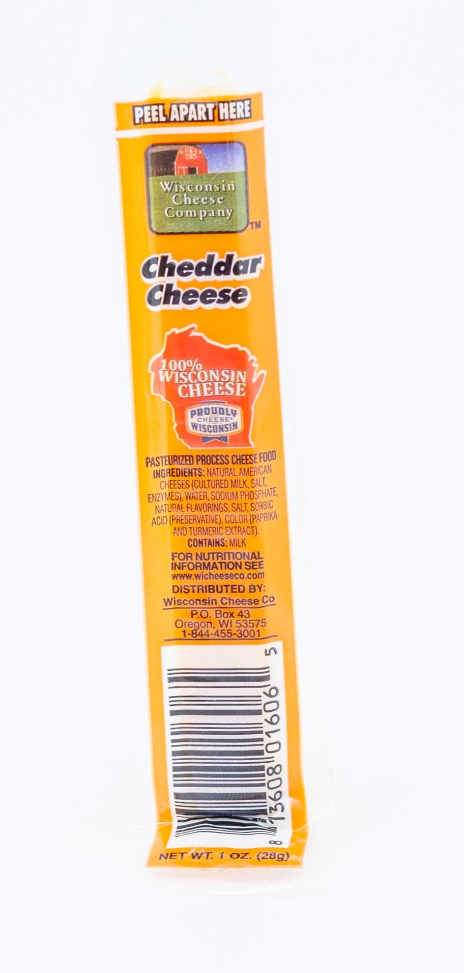 Processed Shelf Stable Cheddar Cheese Snack Sticks, 1 oz. Per Stick, 24 Count