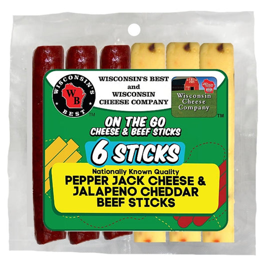 Pepper Jack Cheese & Jalapeno Cheddar Beef Sticks (6-Pack)