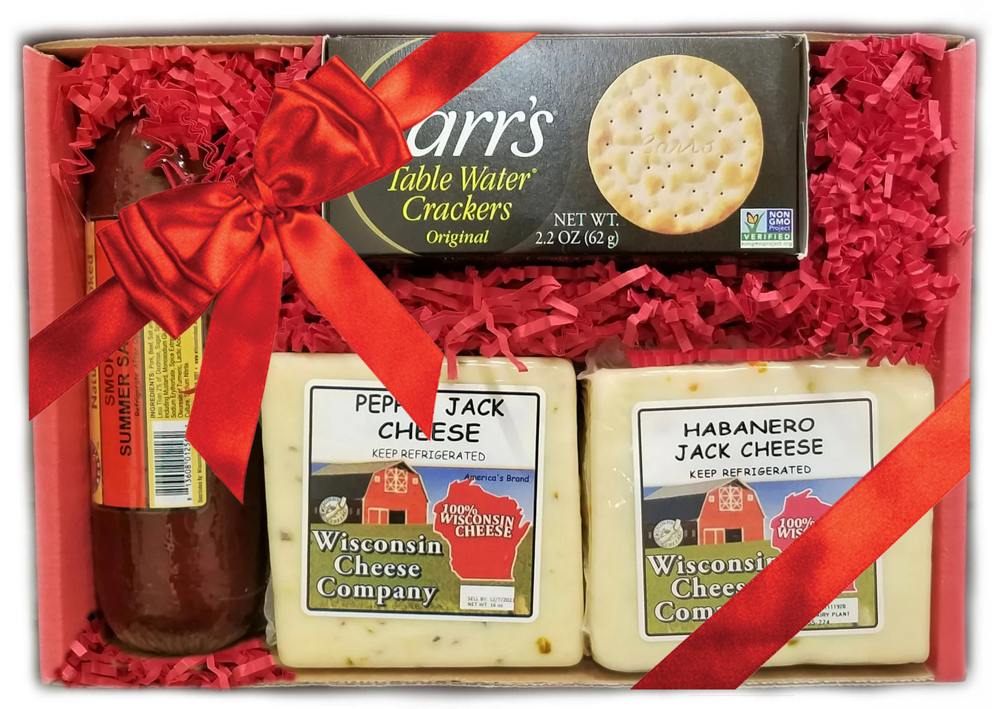 Deluxe Hot Jack Cheese, Sausage & Cracker Gift Box - A Great Charcuterie Gift