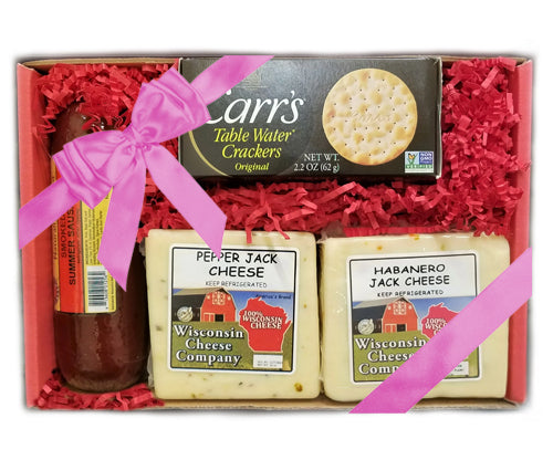 Deluxe Hot Jack Cheese, Sausage & Cracker Gift Box - A Great Valentine's Day Gift