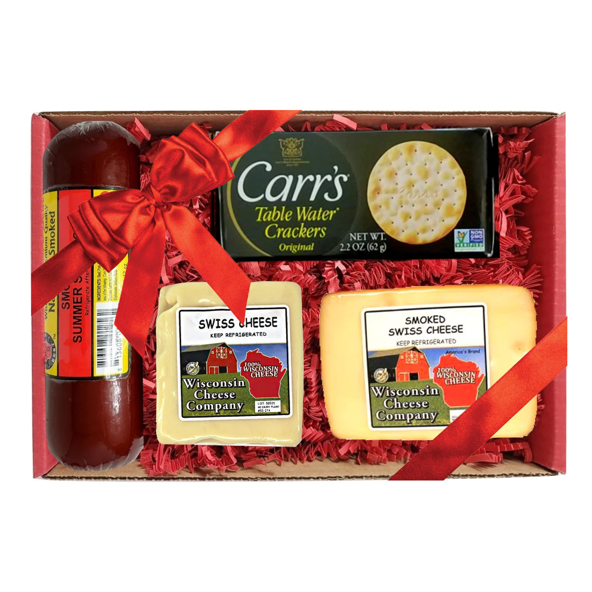 Deluxe Swiss Cheese, Sausage & Cracker Gift Box - A Great Charcuterie Gift