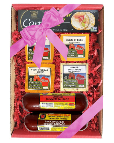 Wisconsin Big Specialty Cheese, Cracker & Sausage Gift Box - A Great Valentine's Day Gift