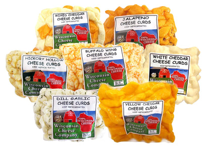 Big Deluxe Cheese Curd Sampler, 10oz Flavored Cheese Curds (7 count) - A Great Charcuterie Gift