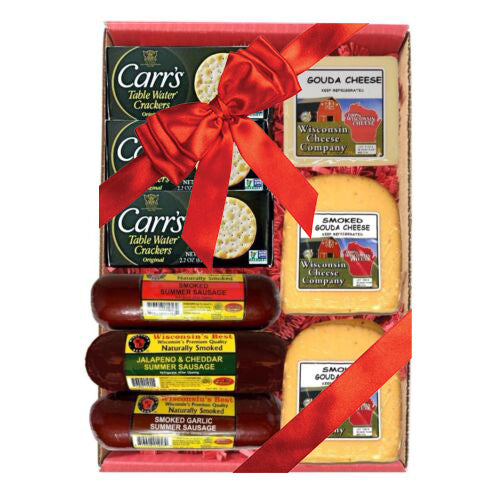 Big Deluxe Elite Gouda Cheese, Sausage & Cracker Gift Box - A Great Christmas & Holiday Gift