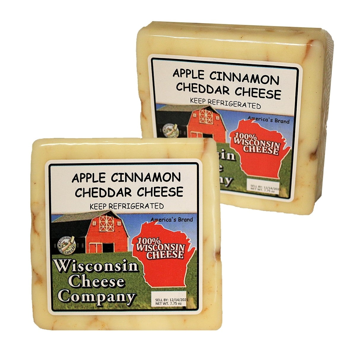 Two blocks of Apple Cinnamon Cheddar Cheese