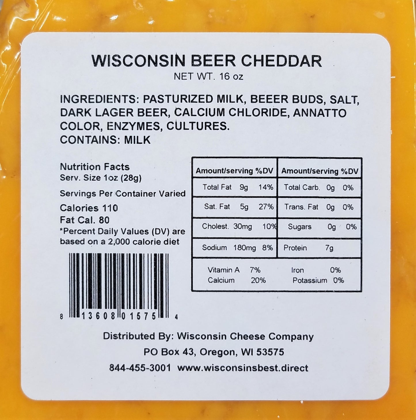 Beer Cheddar Cheese Blocks (15 oz. Per Block) A Cheese and Cracker Favorite