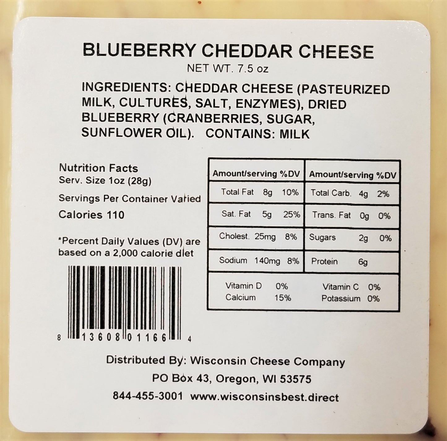 Blueberry Cheddar Cheese Blocks (7 oz. Per Block) A Great Cheese and Cracker Snack