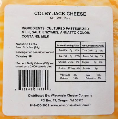 Colby Jack Cheese Blocks (15 oz. Per Block) A Great Cheese and Cracker Snack