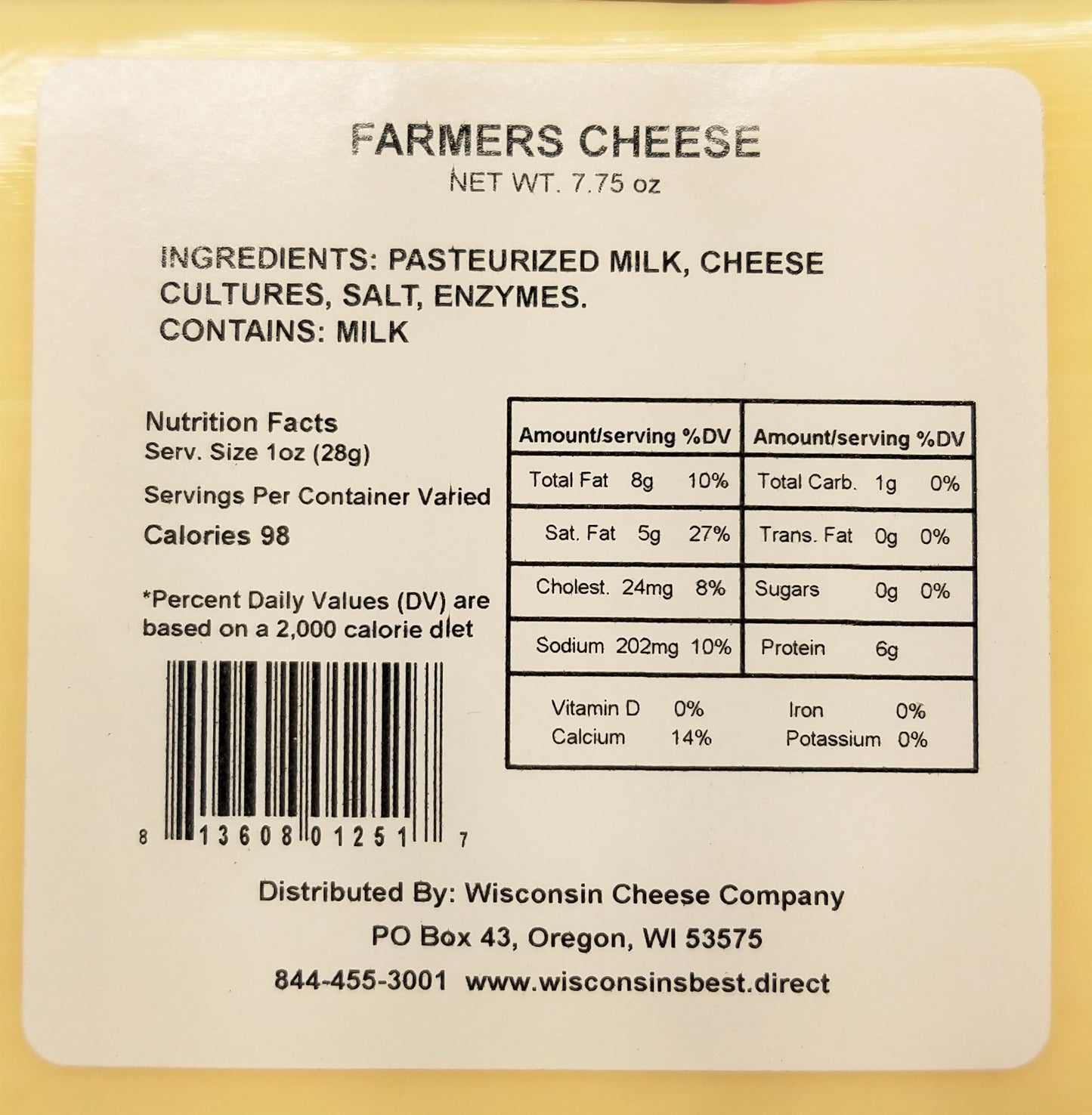 Farmers Cheese Blocks (7 oz. Per Block)