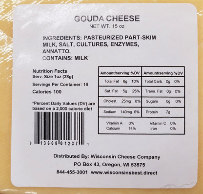 Gouda Cheese Blocks (15 oz. Per Block) A Favorite Cheese and Cracker Snack