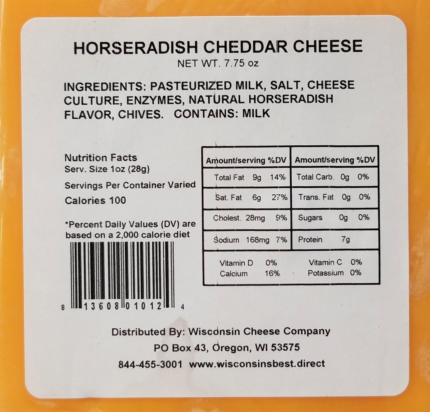 Horseradish Cheddar Cheese Blocks (7 oz. Per Block) A Great Cheese and Cracker Snack