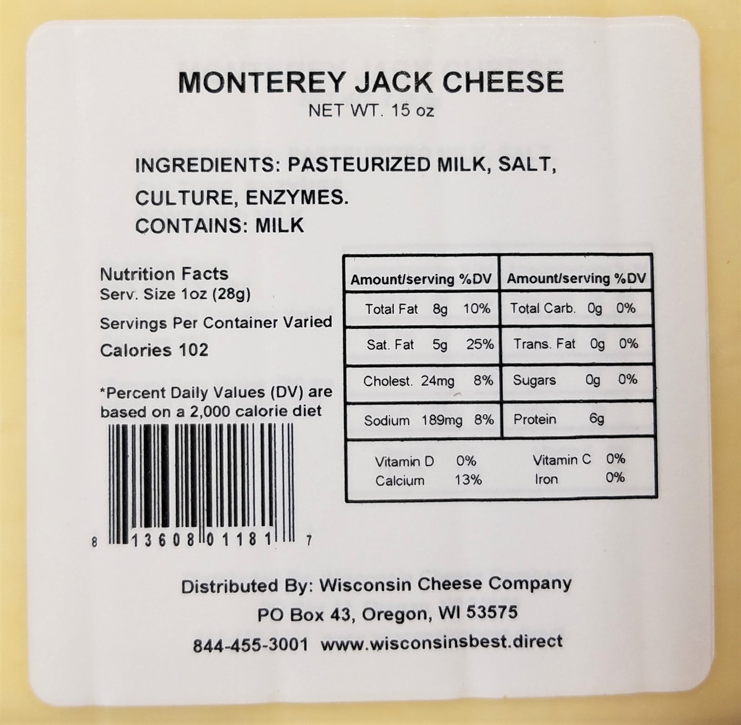 Monterey Jack Cheese - (2) 15-ounce Blocks