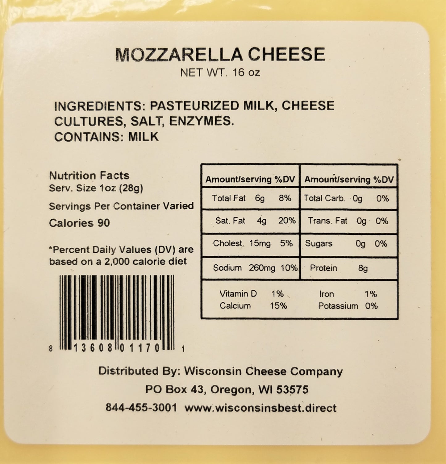 Mozzarella Cheese - (2) 15-ounce Blocks