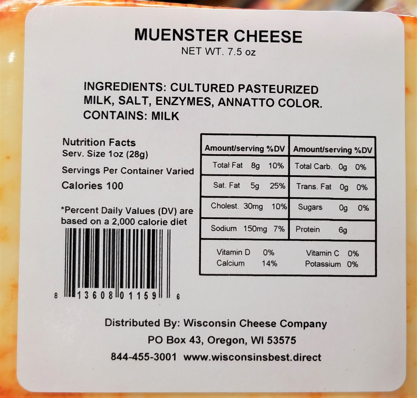 Muenster Cheese Blocks (7oz. Per Block) A Sandwich Cheese Favorite