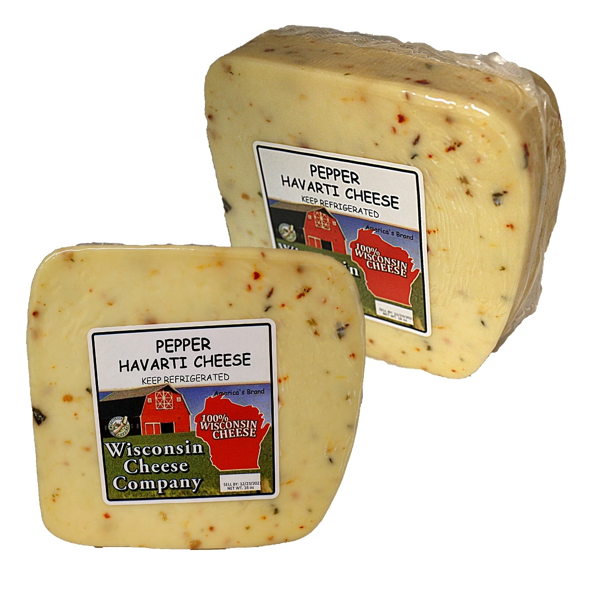 Two blocks of Pepper Havarti Cheese