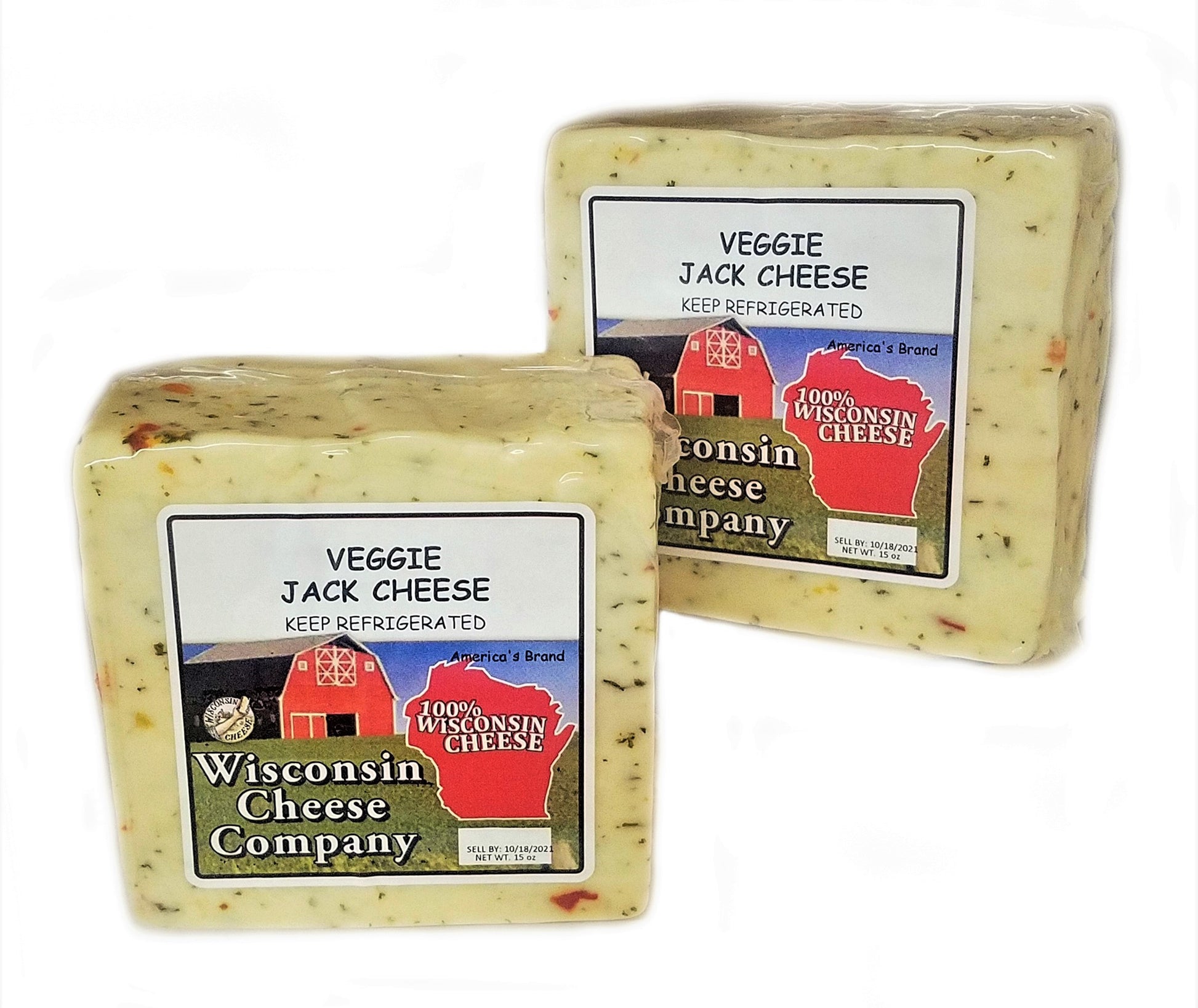 Two blocks of Veggie Jack Cheese