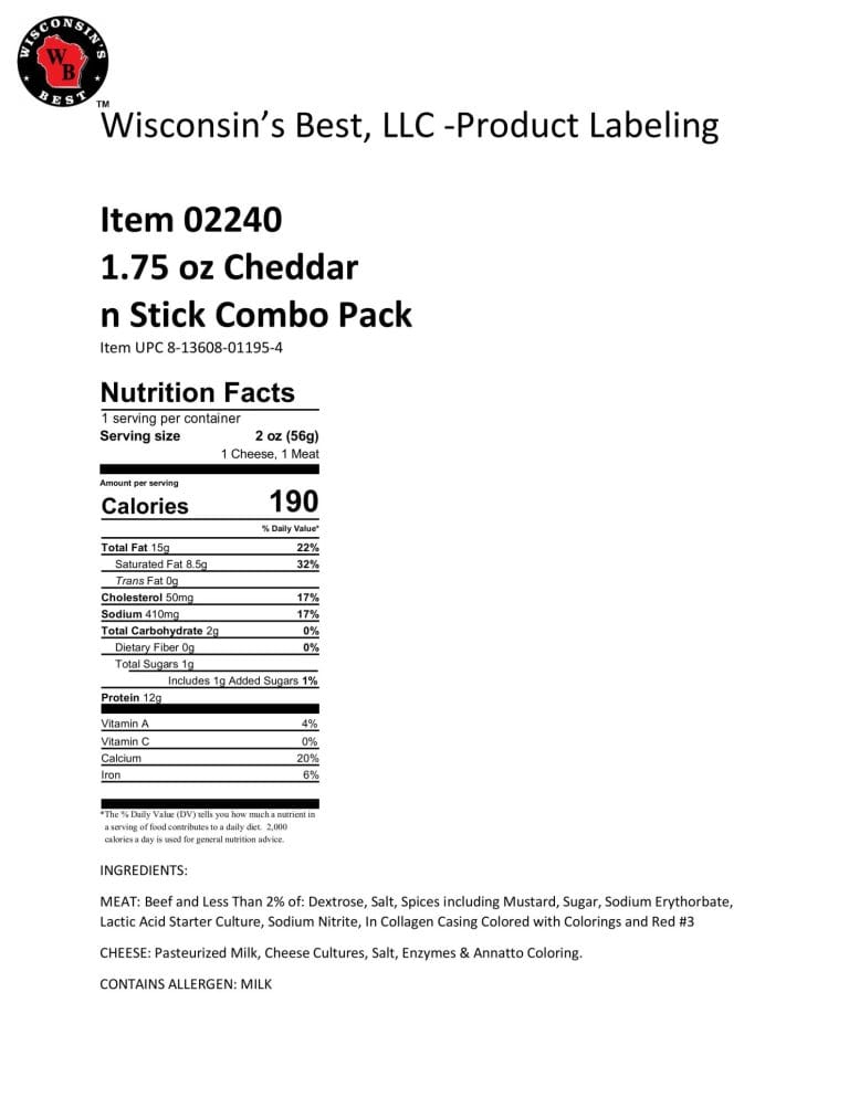 Cheddar Cheese & Beef Stick Snack Pack, 18 count Gallery Image
