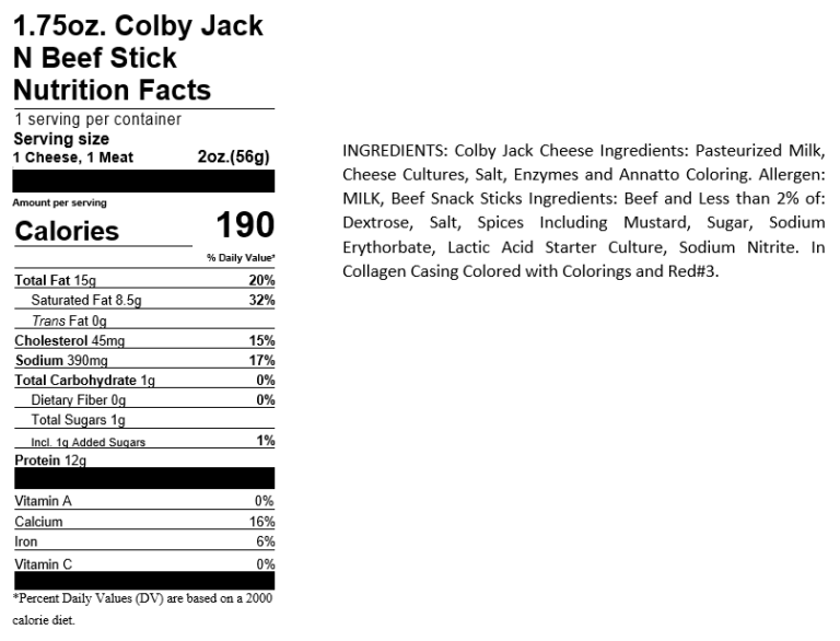 Colby Jack & Beef Stick Snack Packs, 18 Count Gallery Image