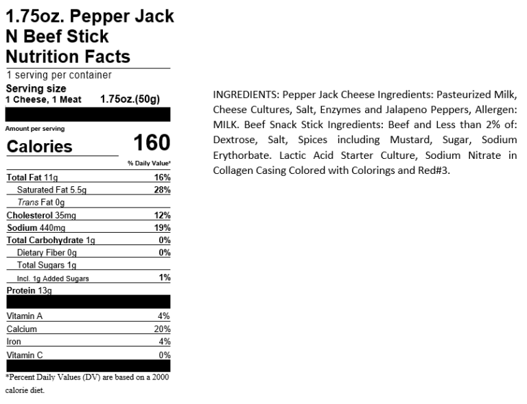 Pepper Jack & Beef Stick Snack Packs, 18 Count Gallery Image