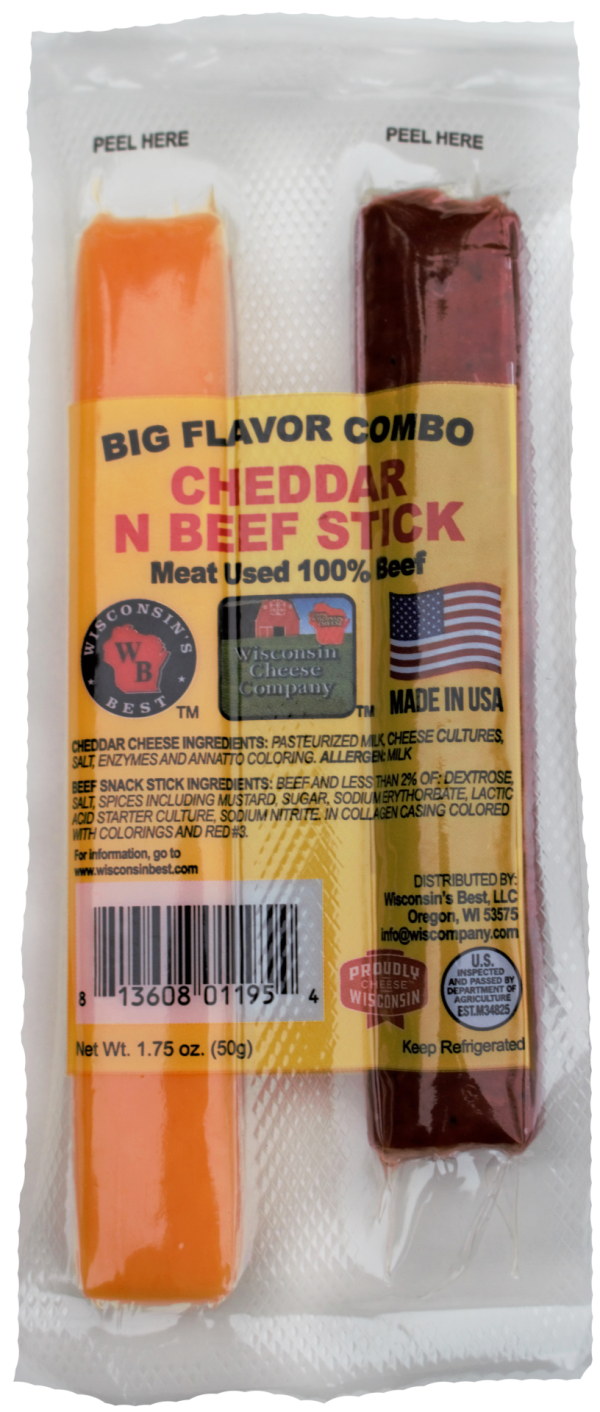 Cheddar Cheese & Beef Stick Snack Pack, 18 count