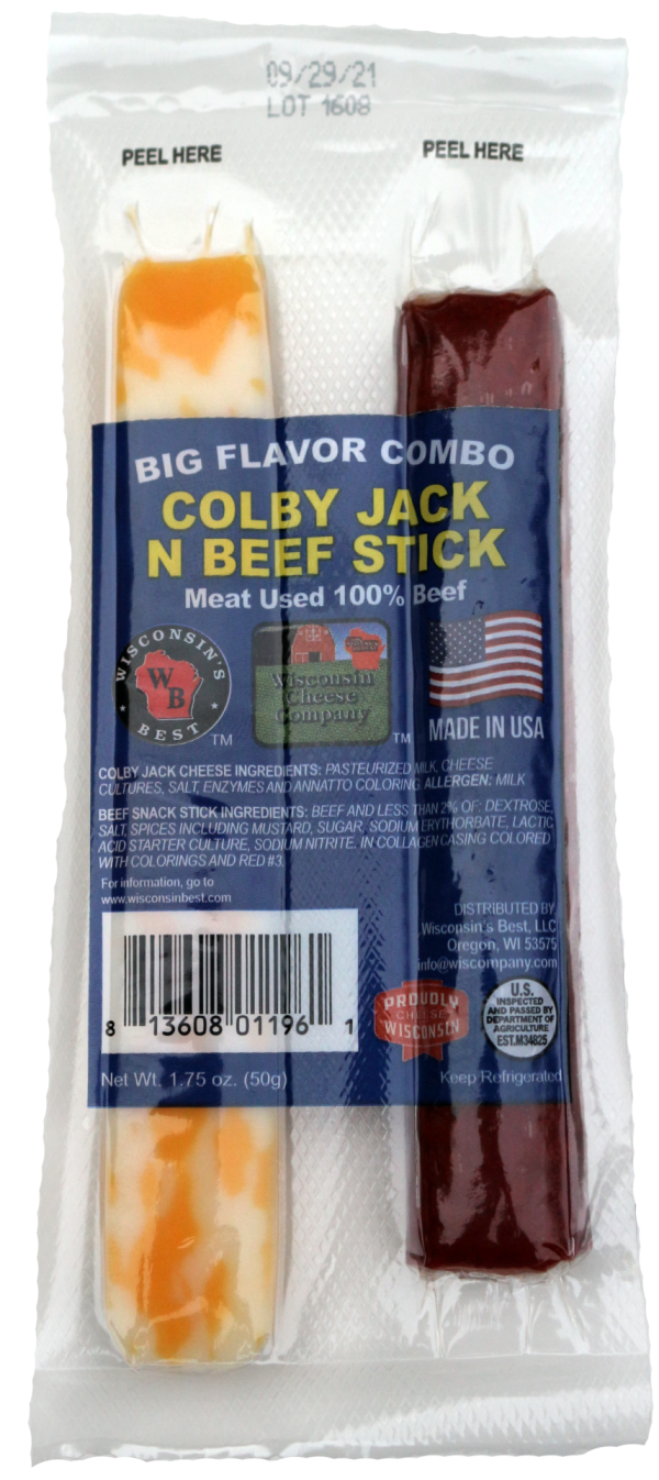 Colby Jack & Beef Stick Snack Packs, 18 Count