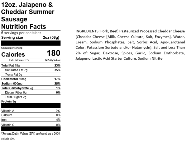 Jalapeno & Cheddar Smoked Summer Sausage, 12 oz. - Image 4