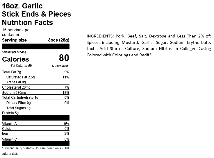 Garlic Sausage Stick Ends & Pieces - 1 Pound - Image 4