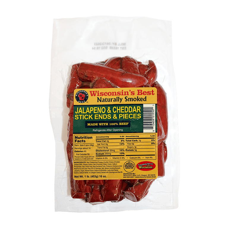 Jalapeno & Cheddar Sausage Stick Ends & Pieces - 1 Pound