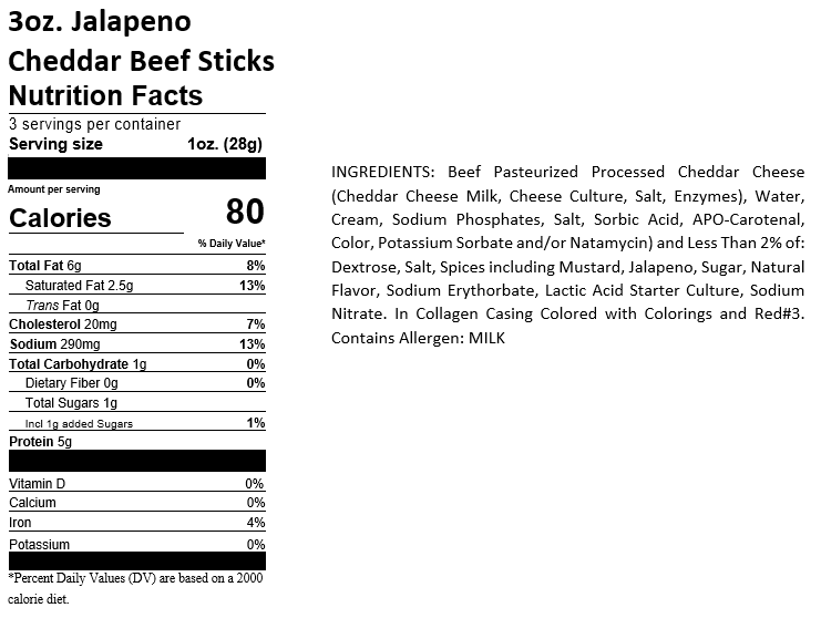 100% Beef Jalapeno Cheddar Snack Sticks, Individually Wrapped (12 Pack) - Image 4