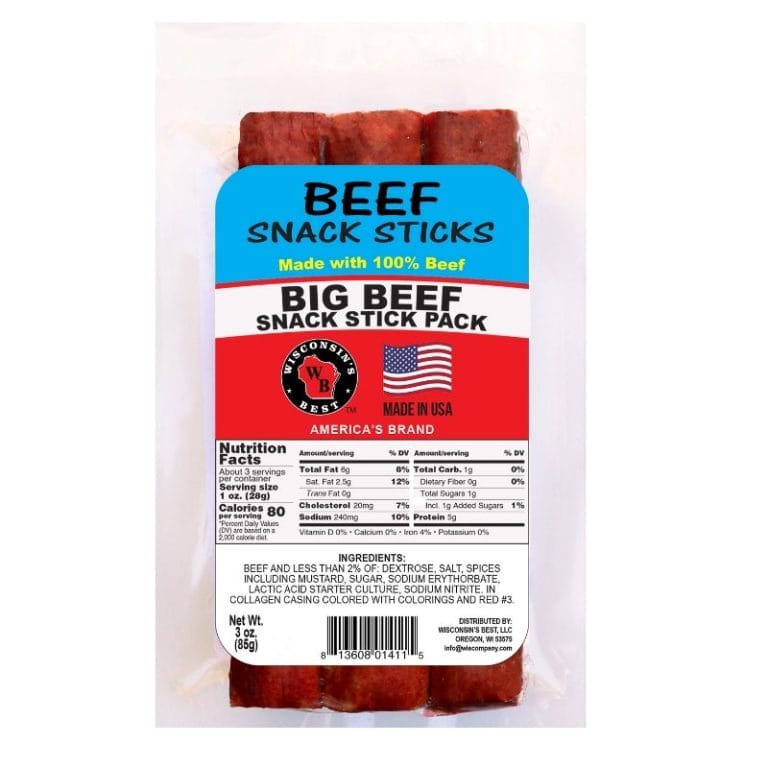 100% Beef Snack Sticks, Individually Wrapped (12 Pack)