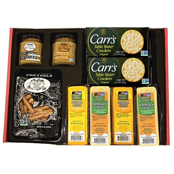 Gourmet Cheese, Cracker and Dipping Pretzel Gift Box - Image 2