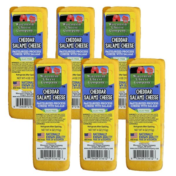 Cheddar Salami Cheese Bars - 6 Pack - Shelf Stable