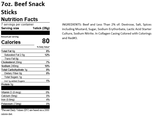 Beef Sausage Snack Sticks - 7 ounces | Gluten Free - Image 3