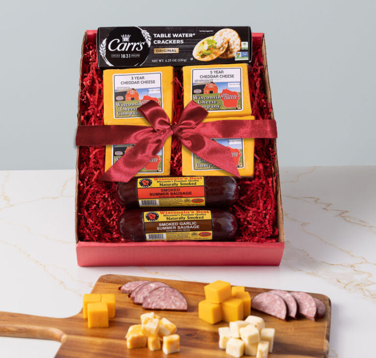 Big Deluxe Elite Aged Cheddar, Sausage & Cracker Gift Box