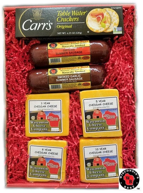 Big Deluxe Elite Aged Cheddar, Sausage & Cracker Gift Box