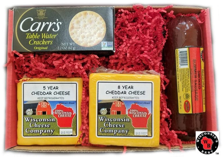 Deluxe Elite Aged Cheddar Cheese, Sausage & Cracker Gift Box