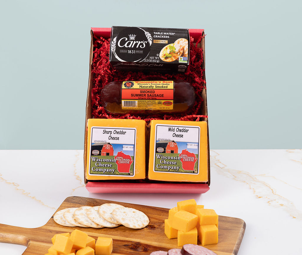 Classic Cheddar Cheese, Sausage & Cracker Gift Box - Image 5