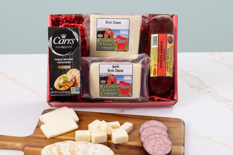 Deluxe Brick Cheese, Sausage & Cracker Gift Box Gallery Image
