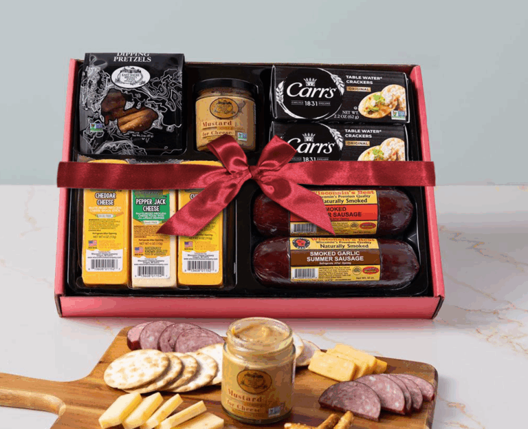 Deluxe Classic Cheese, Sausage, Cracker and Gourmet Dipping Gift Box