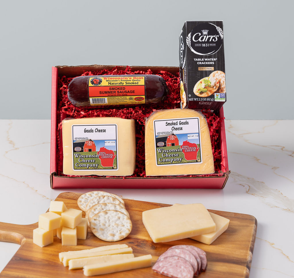 Deluxe Specialty Gouda Cheese, Sausage & Cracker Gift Box - Image 4