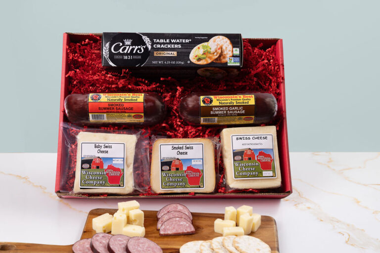 Deluxe Swiss Cheese, Sausage & Cracker Gift Box Gallery Image