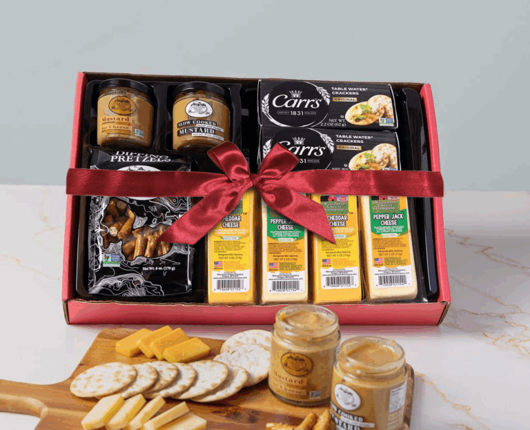 Gourmet Cheese, Cracker and Dipping Pretzel Gift Box