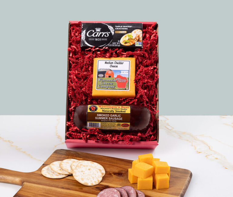 Medium Cheddar Cheese, Sausage & Cracker Gift Box Gallery Image