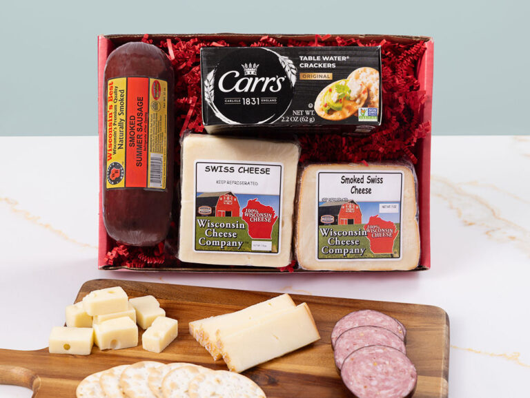 Premium Swiss Cheese, Sausage & Cracker Gift Box Gallery Image