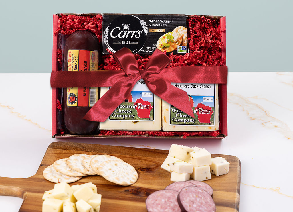 Spicy Pepper Jack Cheese, Sausage & Cracker Gift Box