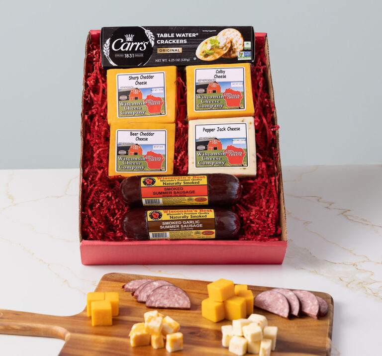 Wisconsin Big Specialty Cheese, Cracker & Sausage Gift Box Gallery Image
