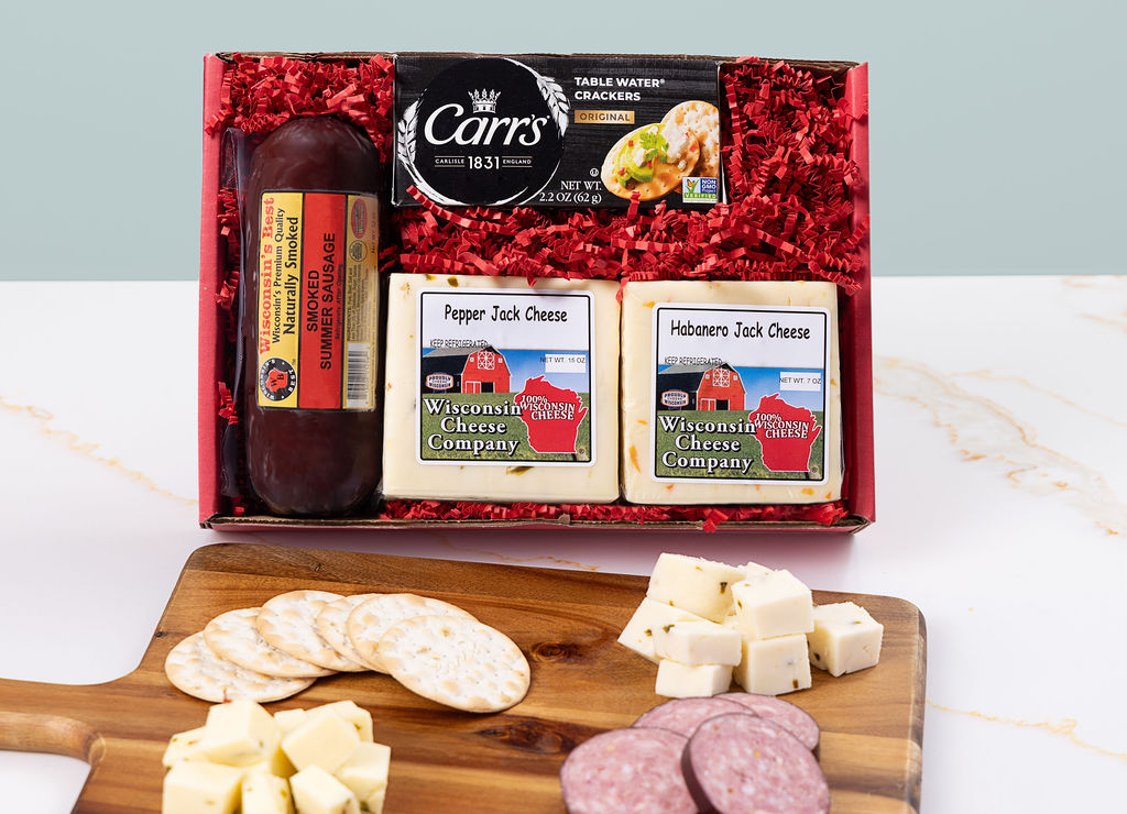 Spicy Pepper Jack Cheese, Sausage & Cracker Gift Box - Image 5