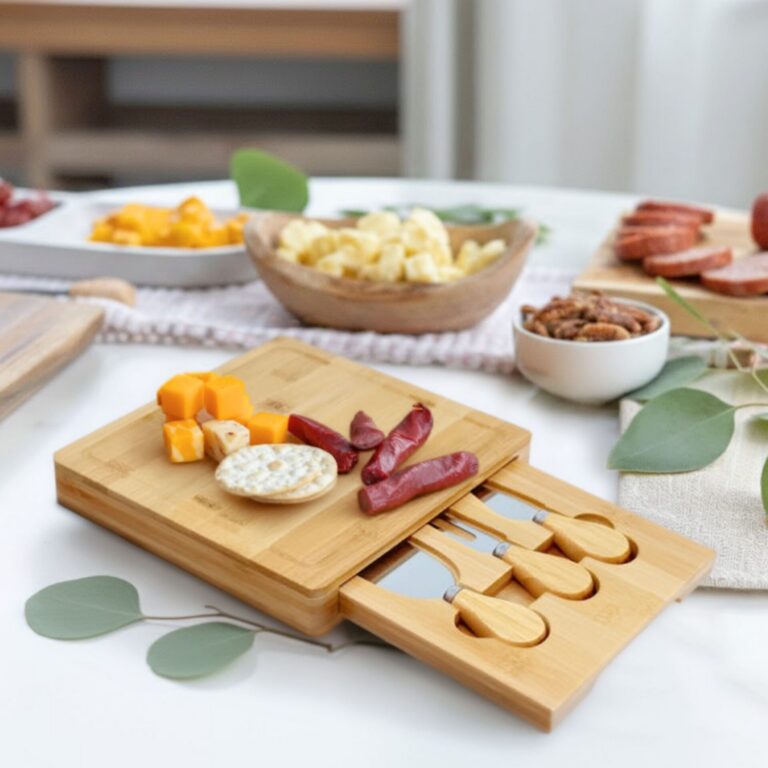Bamboo Serving Board and Knives